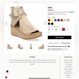A.S.98 NAYA wedge sandal SZ 37 bone
